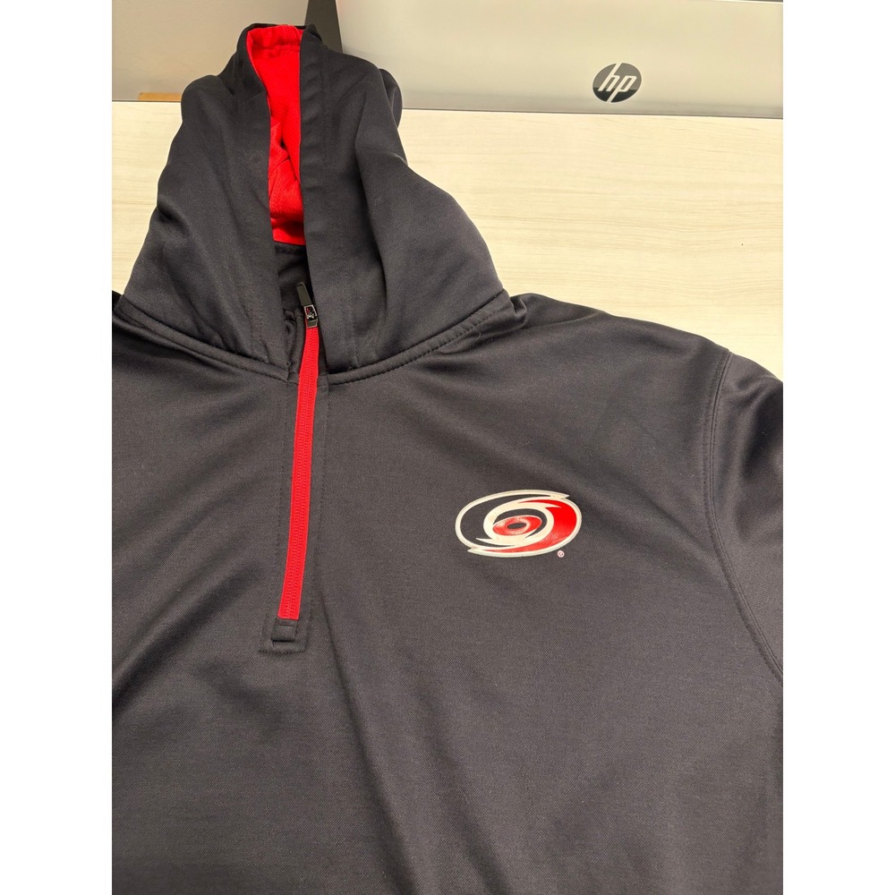 NHL Carolina Hurricanes 1/4 Zip Hoodie Pullover Black Red‎ Men's 2XL